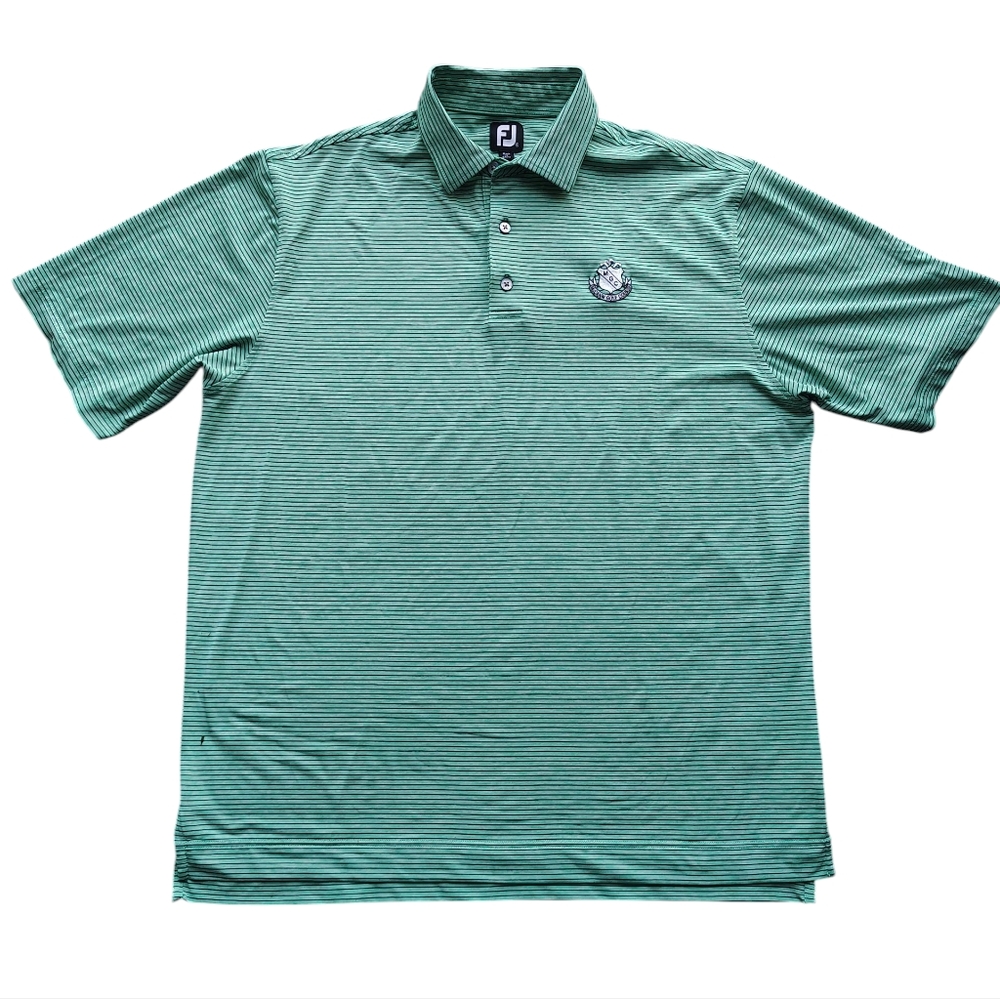 FootJoy Men's 2XL Golf Polo Shirt  Green Stripe McGawn Golf Clubs Logo Stretch